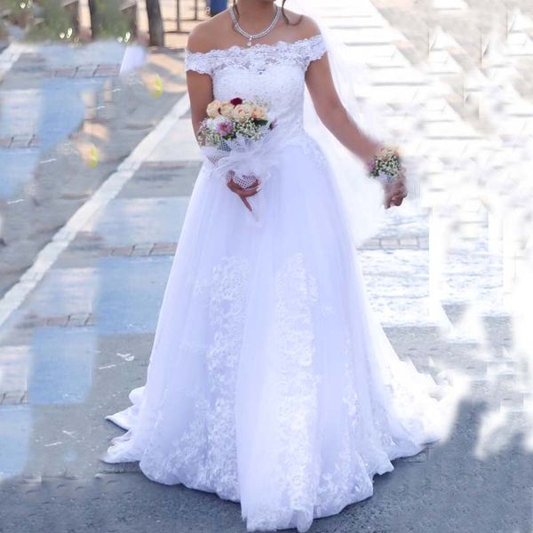 charming off the shoulder a line wedding dresses garden party beads sequins lace appliques tulle bridal gowns with small train, White
charming off the shoulder a line wedding dresses garden party beads sequins lace appliques tulle bridal gowns with small train, White