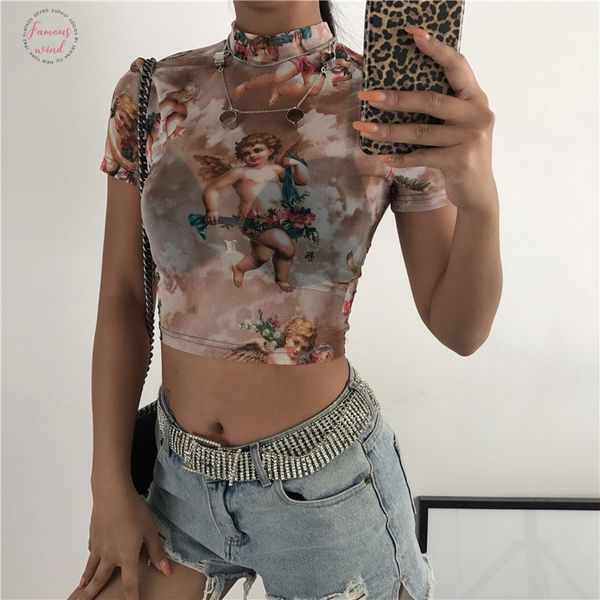 angel печать mesh sexy тенниска crop top high neck короткого рукав graphic tees женщины streetwear harajuku рубашка горячая продажа, White
angel печать mesh sexy тенниска crop top high neck короткого рукав graphic tees женщины streetwear harajuku рубашка горячая продажа, White