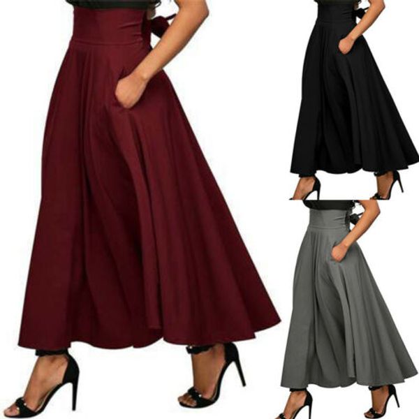 vintage womens skirts high waist solid color pleated solid color stretch plain skater flared pleated long skirt autumn women hot, Black
vintage womens skirts high waist solid color pleated solid color stretch plain skater flared pleated long skirt autumn women hot, Black