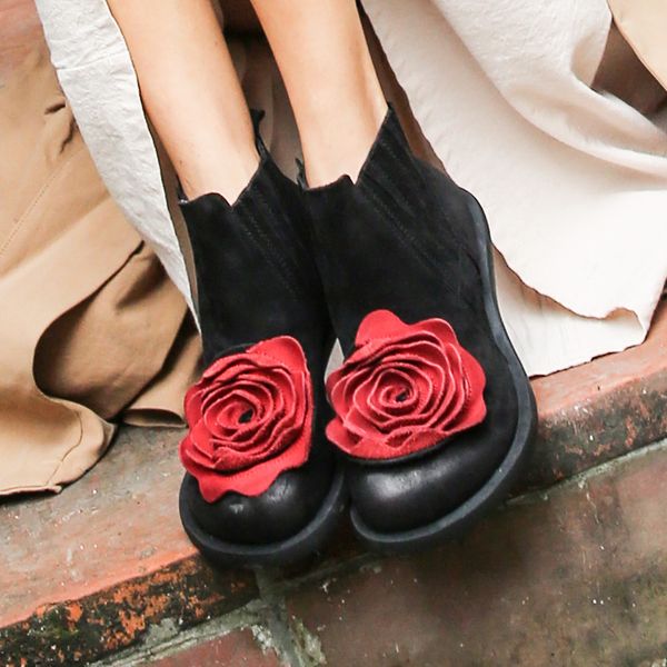 2019 big red flower women boots cow suede round toes ankle boots flat heels handmade shoes vintage, Black
2019 big red flower women boots cow suede round toes ankle boots flat heels handmade shoes vintage, Black