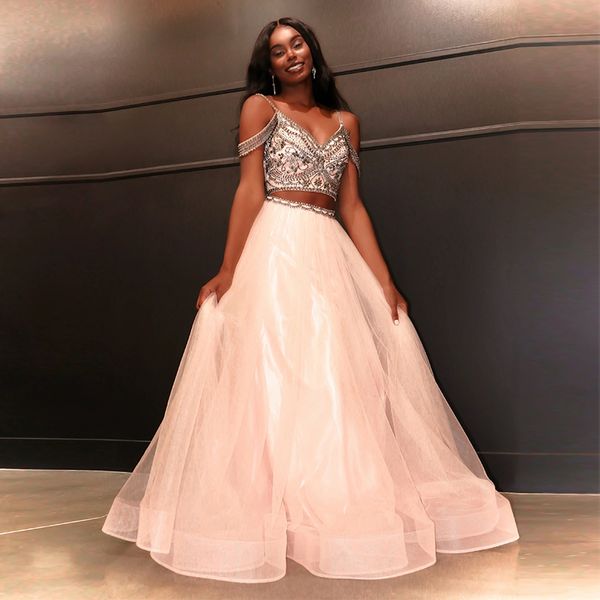 party dresses two piece prom v-neck beaded with rhinestones a-line tulle spaghetti strap custom made crystal gown for graduation, White;black
party dresses two piece prom v-neck beaded with rhinestones a-line tulle spaghetti strap custom made crystal gown for graduation, White;black