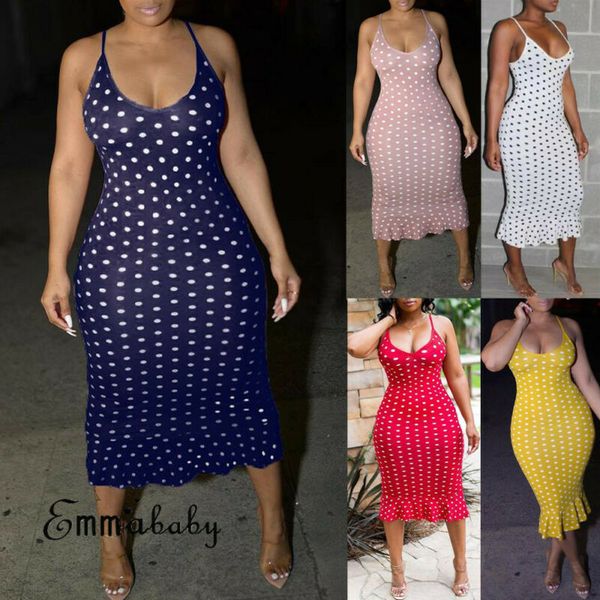 women spaghetti strap polka dot maxi dress sleeveless v neck party summer beach sundress casual skinny long vestidos plus size, Black;gray
women spaghetti strap polka dot maxi dress sleeveless v neck party summer beach sundress casual skinny long vestidos plus size, Black;gray
