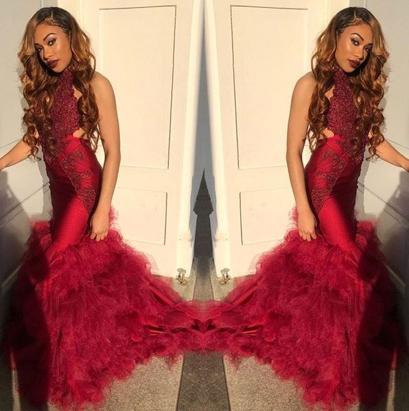 elegant halter tulle mermaid long prom dresses 2019 lace applique layed ruffles cut away formal party evening gowns bc1562, Black
elegant halter tulle mermaid long prom dresses 2019 lace applique layed ruffles cut away formal party evening gowns bc1562, Black