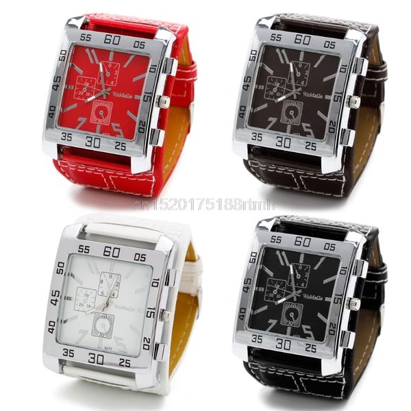 new fashion men women leather band square dial quartz watches wrist watch, Slivery;brown
new fashion men women leather band square dial quartz watches wrist watch, Slivery;brown