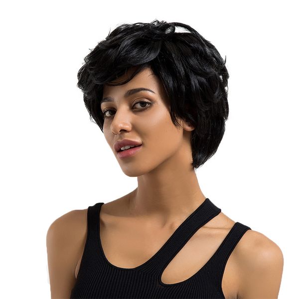 women real human hair short wigs curly black natural synthetic fiber straight hair wigs cosplay full wig 2m81206, Brown
women real human hair short wigs curly black natural synthetic fiber straight hair wigs cosplay full wig 2m81206, Brown