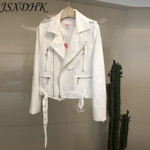 jsxdhk new 2019 spring autumn lace baseball coat women's white pearl zippers turn down collar print casual belt short jacket, Black;brown
jsxdhk new 2019 spring autumn lace baseball coat women's white pearl zippers turn down collar print casual belt short jacket, Black;brown