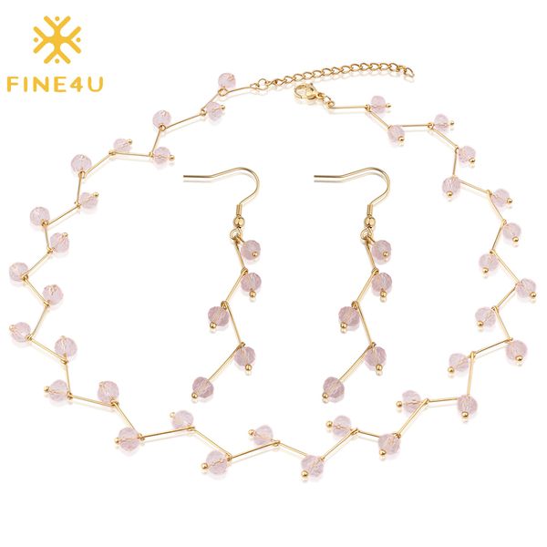 fine4u n285 bohemia glass crystal beads necklace earrings sets stainless steel wedding party jewelry set for women, Silver
fine4u n285 bohemia glass crystal beads necklace earrings sets stainless steel wedding party jewelry set for women, Silver