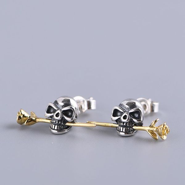 fnj skull rose flower earrings 925 silver original pure s925 sterling silver stud earring for women jewelry, Golden;silver
fnj skull rose flower earrings 925 silver original pure s925 sterling silver stud earring for women jewelry, Golden;silver
