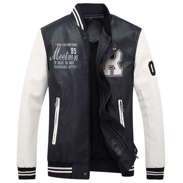 2019 men's leather jacket men's coat leisure jacket motorcycle leather baseball uniform, Black
2019 men's leather jacket men's coat leisure jacket motorcycle leather baseball uniform, Black