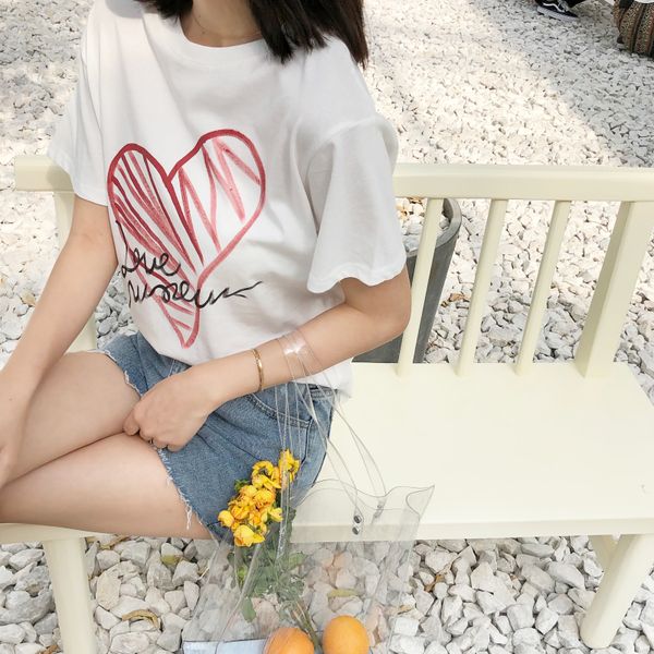 ins 2019 summer women ladies graffiti heart printed harajuku tshirt haut femme korean streetwear ulzzang t-shirt, White
ins 2019 summer women ladies graffiti heart printed harajuku tshirt haut femme korean streetwear ulzzang t-shirt, White