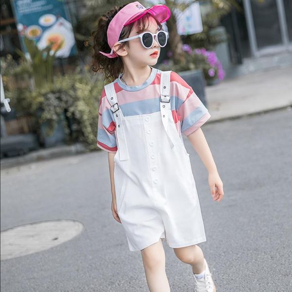 teenage girls bib pants sets summer new fashion solid jumpsuits + short sleeve striped 2pcs sets loose overalls children clothes, White
teenage girls bib pants sets summer new fashion solid jumpsuits + short sleeve striped 2pcs sets loose overalls children clothes, White