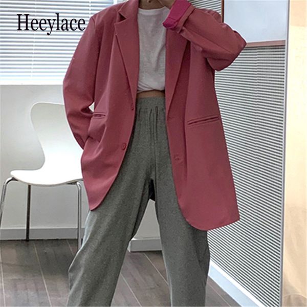 korean solid color long sleeve blazer single breasted casual fashion loose jackets notched collar autumn winter outwear ropa, White;black
korean solid color long sleeve blazer single breasted casual fashion loose jackets notched collar autumn winter outwear ropa, White;black