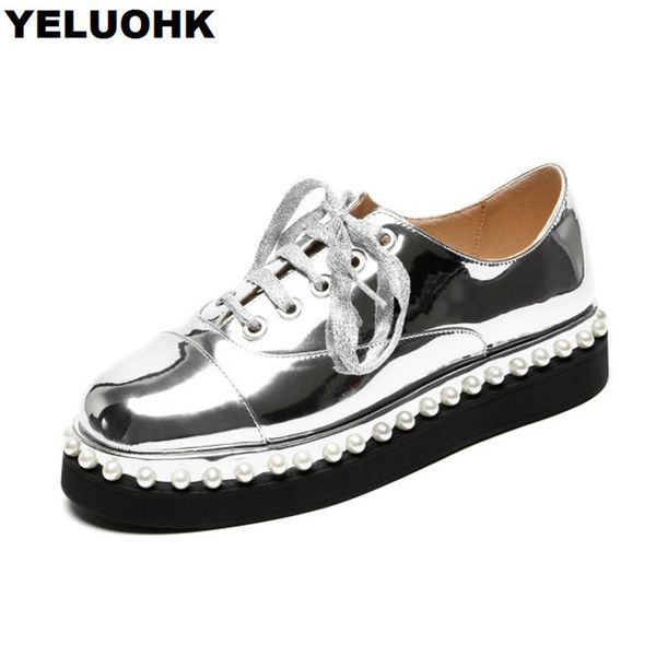 pearl patent leather shoes women flats fashion genuine leather shoes woman lace up platform woman spring high quality, Black
pearl patent leather shoes women flats fashion genuine leather shoes woman lace up platform woman spring high quality, Black
