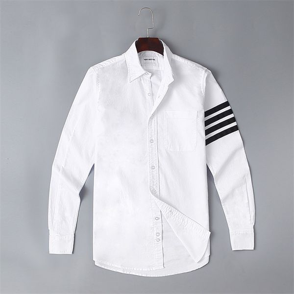 men's solid color american thom tb browne fashion shirt men's long sleeve brand personality ribbon cotton casual shirt, White;black
men's solid color american thom tb browne fashion shirt men's long sleeve brand personality ribbon cotton casual shirt, White;black