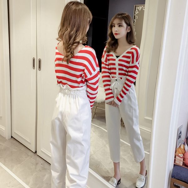 women's two piece pants autumn suit female fashion was thin two-piece trousers women pant suits formal, White
women's two piece pants autumn suit female fashion was thin two-piece trousers women pant suits formal, White