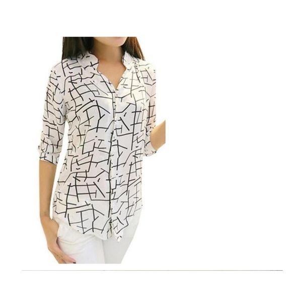 women's striped printing dyeing slim slender willowy 3/4 sleeve chiffon irregular button single-breasted casual shirt, White
women's striped printing dyeing slim slender willowy 3/4 sleeve chiffon irregular button single-breasted casual shirt, White