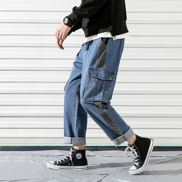 2019 men's pocket decoration casual pants baggy homme cargo pocket blue color wash jeans loose cowboy trousers big size -4xl
2019 men's pocket decoration casual pants baggy homme cargo pocket blue color wash jeans loose cowboy trousers big size -4xl