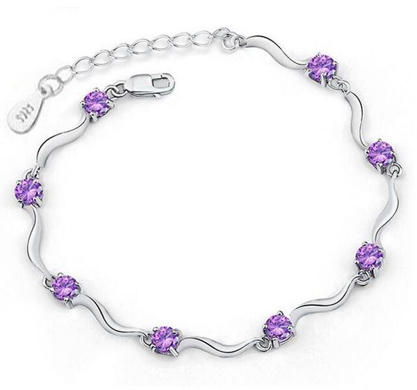 s925 sterling silver plated white purple crystal bracelet for women jewelry sweety fashion gift link bracelets, Golden;silver
s925 sterling silver plated white purple crystal bracelet for women jewelry sweety fashion gift link bracelets, Golden;silver