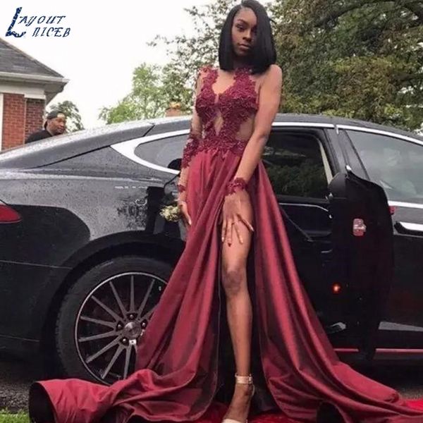 apd121 burgundy long sleeves thigh-high slit prom dresses black girls jewel appliques appliques long arabic evening party gowns, White;black
apd121 burgundy long sleeves thigh-high slit prom dresses black girls jewel appliques appliques long arabic evening party gowns, White;black