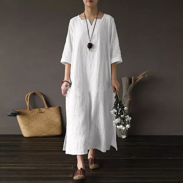 women summer maxi dress casual solid color vintage loose cotton v-neck party long dresses summer dress 2019 vestidos de verano, Black;gray
women summer maxi dress casual solid color vintage loose cotton v-neck party long dresses summer dress 2019 vestidos de verano, Black;gray