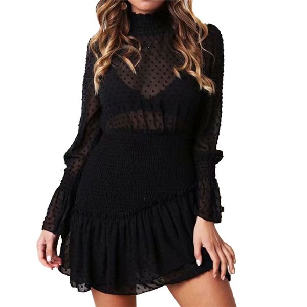 retro winter dress women vintage elegant polka dot casual party short dresses elastic waist long sleeve dress femme, White;black
retro winter dress women vintage elegant polka dot casual party short dresses elastic waist long sleeve dress femme, White;black