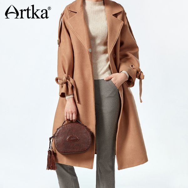 artka 2017 autumn&winter vintage elegant long to knee coat jacket ruffles sleeves with ribbons fa11374d, Black
artka 2017 autumn&winter vintage elegant long to knee coat jacket ruffles sleeves with ribbons fa11374d, Black