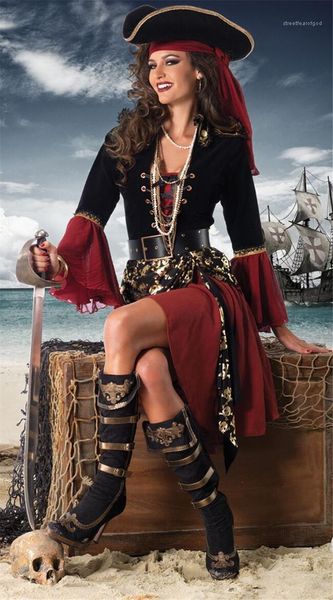 party womens dresses skull print ladies cosplay clothes the pirates theme costume designer halloween and funny dress, Black;red
party womens dresses skull print ladies cosplay clothes the pirates theme costume designer halloween and funny dress, Black;red
