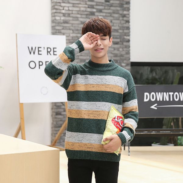 winter new sweater men warm fashion contrast color casual knit pullover man streetwear wild loose striped sweater male clothes, White;black
winter new sweater men warm fashion contrast color casual knit pullover man streetwear wild loose striped sweater male clothes, White;black