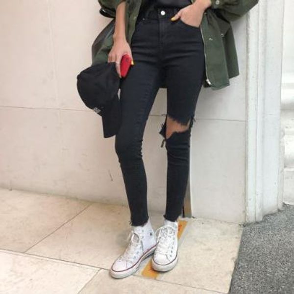 pengpious spring summer new jeans for fashion school girls super stretchy denim pants women black jeans with hole on knee, Blue
pengpious spring summer new jeans for fashion school girls super stretchy denim pants women black jeans with hole on knee, Blue