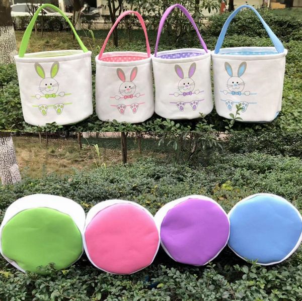 

easter basket canvas easter rabbit baskets bunny ears buckets rabbit tail pail latest easter eggs hunt bag 4 colors k3658