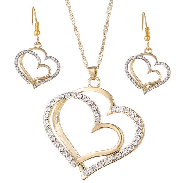 new gold sliver wedding jewelry set necklace earrings for women crystal heart love anniversary gift wedding dinner accessories, Silver
new gold sliver wedding jewelry set necklace earrings for women crystal heart love anniversary gift wedding dinner accessories, Silver