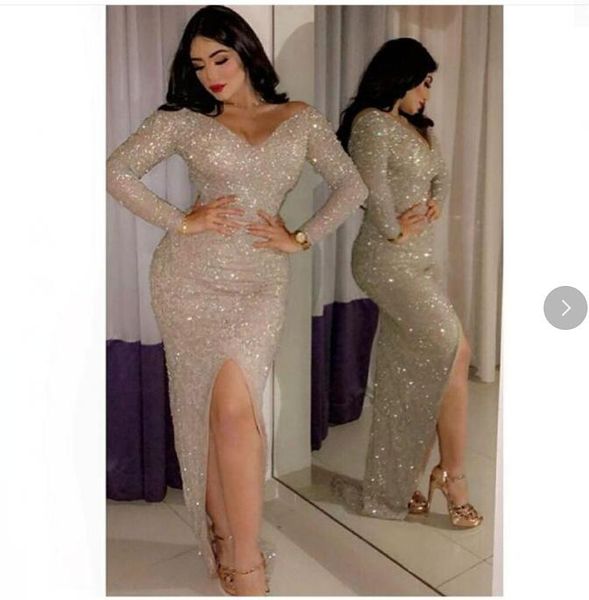 evening dress long sleeve v-neck silver crystals split sheath long dress 2018 yousef aljasmi zuhair murad almodal, Red
evening dress long sleeve v-neck silver crystals split sheath long dress 2018 yousef aljasmi zuhair murad almodal, Red