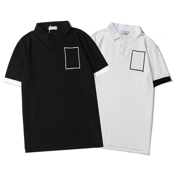 luxury mens designer polo t shirts summer short sleeved geometric lapel collar short sleeved polo shirts, White;black 
luxury mens designer polo t shirts summer short sleeved geometric lapel collar short sleeved polo shirts, White;black
