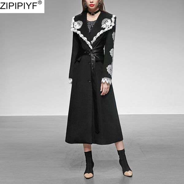 2020 elegant women solid color casual long sleeve lace up coat streetwear v neck patchwork woolen slim trench coat, Black
2020 elegant women solid color casual long sleeve lace up coat streetwear v neck patchwork woolen slim trench coat, Black