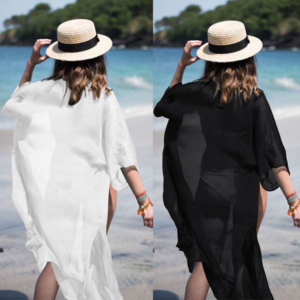 summer chiffon bikini cover ups women beach dress bathing suit tunics kaftan sarongs robe swimsuit, White;black
summer chiffon bikini cover ups women beach dress bathing suit tunics kaftan sarongs robe swimsuit, White;black