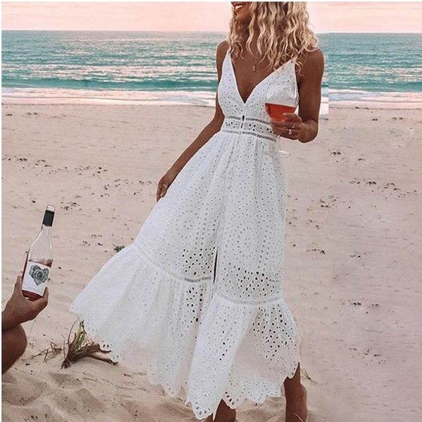 berrygo white pearls women summer dress 2019 hollow out embroidery maxi cotton dresses evening party long ladies vestidos, Black;gray
berrygo white pearls women summer dress 2019 hollow out embroidery maxi cotton dresses evening party long ladies vestidos, Black;gray