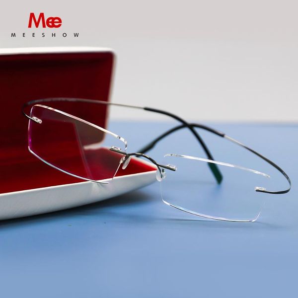 meeshow prescription glaaaes rimless women men eyeglasses spring 100% pure titanium eyeglasses myopia optical frame with case, Black
meeshow prescription glaaaes rimless women men eyeglasses spring 100% pure titanium eyeglasses myopia optical frame with case, Black