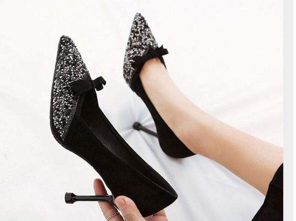 2019 women's shoes in spring and autumn with new style high heel fine heel pointed end bowknot suede shoes heel 6.5cm ,9cm@www1289, Black
2019 women's shoes in spring and autumn with new style high heel fine heel pointed end bowknot suede shoes heel 6.5cm ,9cm@www1289, Black