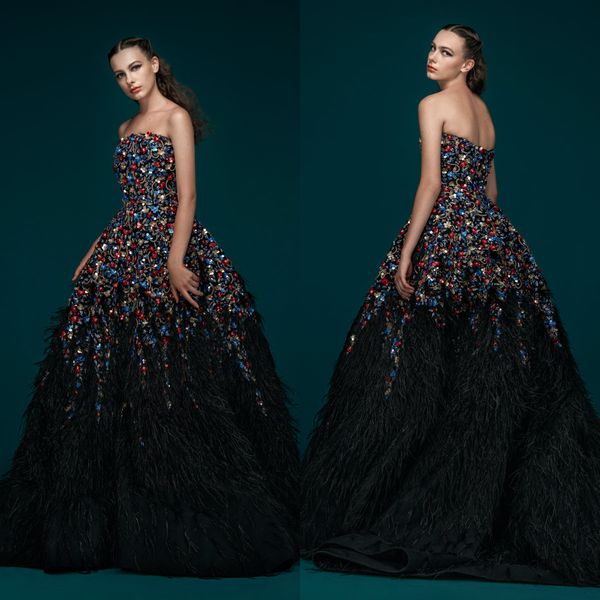 luxury saiid kobeisy evening dresses strapless a line bling crystal feather sweep train prom dress for celebrity women party gowns, Black;red
luxury saiid kobeisy evening dresses strapless a line bling crystal feather sweep train prom dress for celebrity women party gowns, Black;red