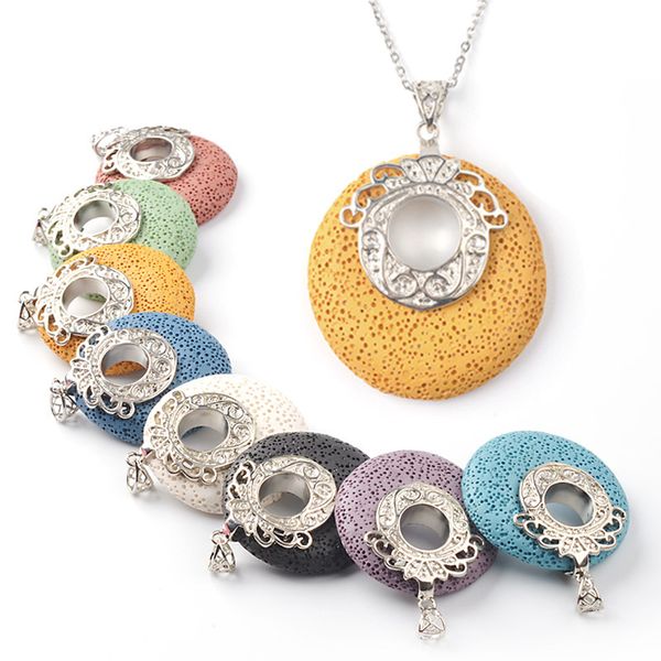 wholesale round volcanic diy handmade lava stone copper jewelry pendant metal inlaid anti allergy pendant fragrance diffusion necklace, Silver
wholesale round volcanic diy handmade lava stone copper jewelry pendant metal inlaid anti allergy pendant fragrance diffusion necklace, Silver