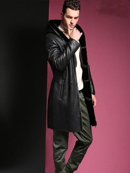 100% real sheepskin fur shearling overcoat for male long slim genuine leather garment winter thick coat man hooded collar, Black
100% real sheepskin fur shearling overcoat for male long slim genuine leather garment winter thick coat man hooded collar, Black