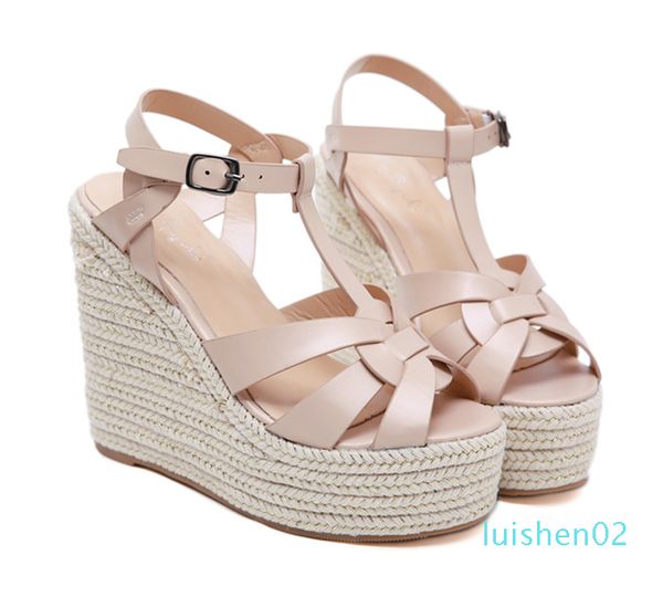 designer sandals ladies wedge sandals knitted straw woven platform shoes luxury women slides l02, Black 
designer sandals ladies wedge sandals knitted straw woven platform shoes luxury women slides l02, Black