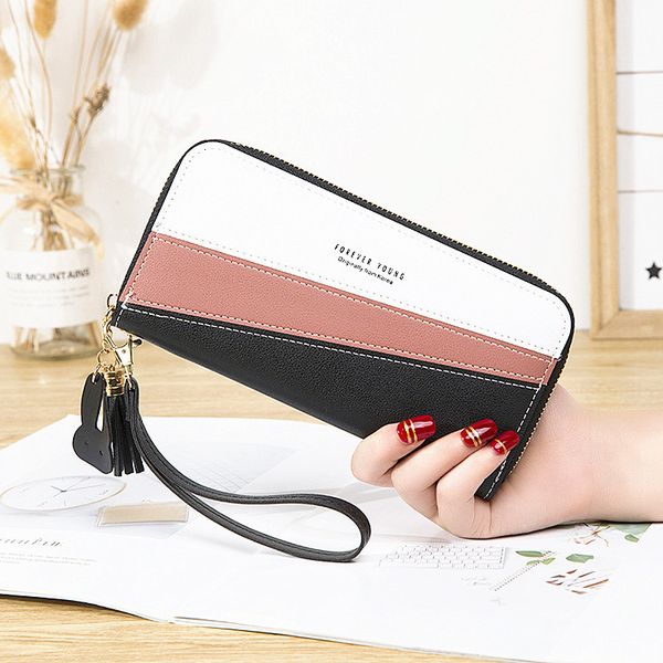 new wallet long lady zipper money clip schoolgirl stitched stream su hand holding mobile phone bag, Red;black
new wallet long lady zipper money clip schoolgirl stitched stream su hand holding mobile phone bag, Red;black