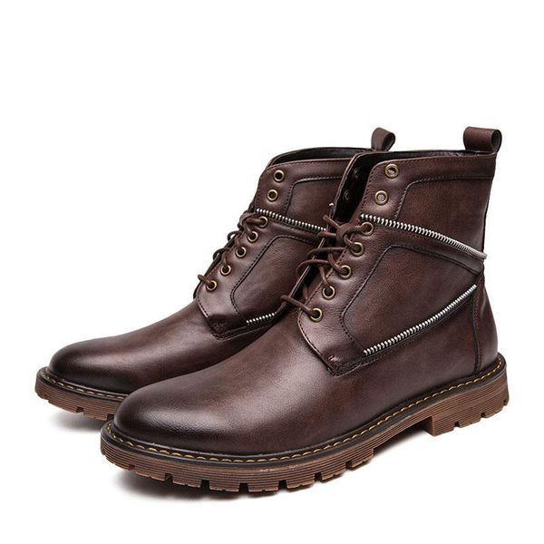men's boots classic outdoor leather motorcycle boots men casual shoes comfortable in tough conditions rugged rubber sole, Black
men's boots classic outdoor leather motorcycle boots men casual shoes comfortable in tough conditions rugged rubber sole, Black