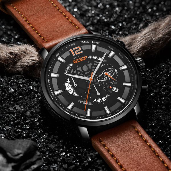 aesop watch men quartz chronograph watches mens waterproof fashion sports leather strap male clock relogio masculino 2019, Slivery;brown
aesop watch men quartz chronograph watches mens waterproof fashion sports leather strap male clock relogio masculino 2019, Slivery;brown