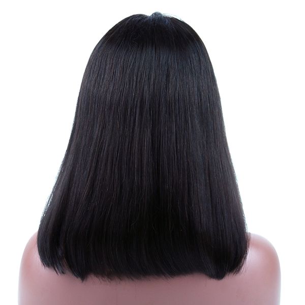 14 inch lady synthetic wig middle part straight medium front lace wig bob heat ok, Black
14 inch lady synthetic wig middle part straight medium front lace wig bob heat ok, Black