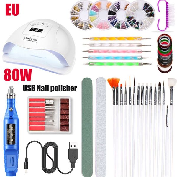 manicure set 80w uv led nail polish dryer lamp electric grinder polisher nail brush dotting painting pen diy art tools
manicure set 80w uv led nail polish dryer lamp electric grinder polisher nail brush dotting painting pen diy art tools