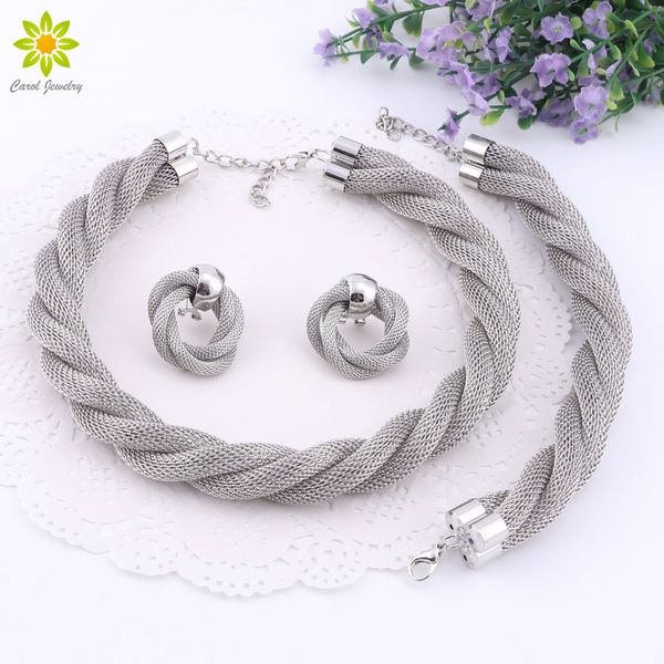 wedding silver plated necklace sets fine jewelry sets party women african beads bridal necklace bracelet earrings accessories, Slivery;golden
wedding silver plated necklace sets fine jewelry sets party women african beads bridal necklace bracelet earrings accessories, Slivery;golden