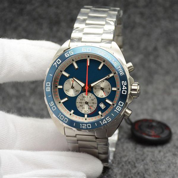 Top Quality 44MM F1 Quartz Chronograph Grey Dial Mens Watch Watches Fixed Stainless Steel Bezel With Black Top Ring
Top Quality 44MM F1 Quartz Chronograph Grey Dial Mens Watch Watches Fixed Stainless Steel Bezel With Black Top Ring