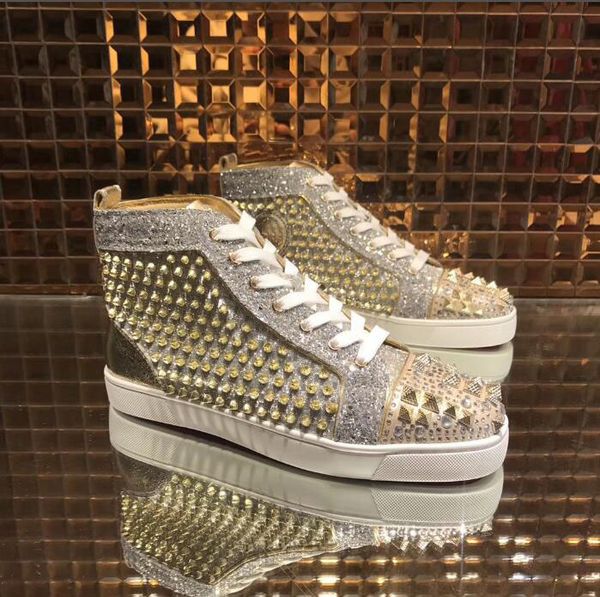 men red sole sneaker gold studded sneakers shoes for men luxury party wedding fashion spikes beads red bottom sneaker high top, Black
men red sole sneaker gold studded sneakers shoes for men luxury party wedding fashion spikes beads red bottom sneaker high top, Black